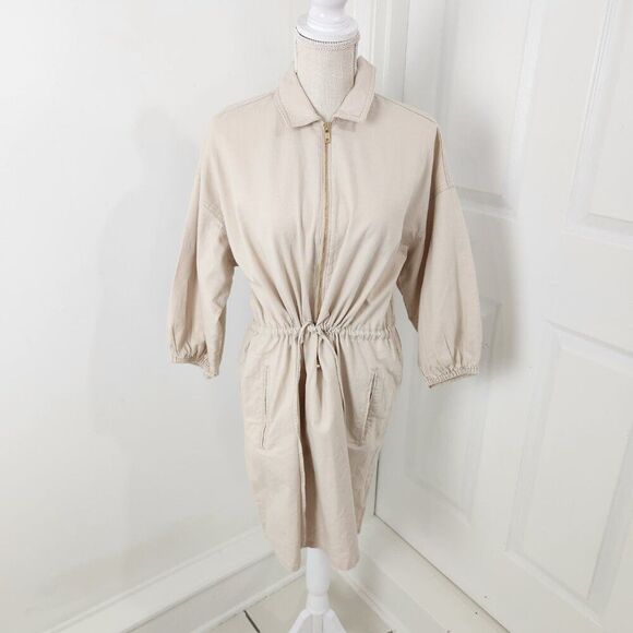 J Crew Dress Womens S Cinched Zip Up Drapey Utilitarian Lagenlook Minimalist - Picture 1 of 15